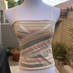 Free People Lace CutOut Spaghetti Strap Tank Small